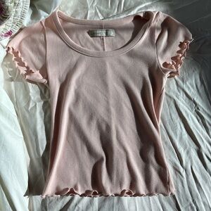 Abercrombie & Fitch Pink Flutter Sleeve Fitted Tee